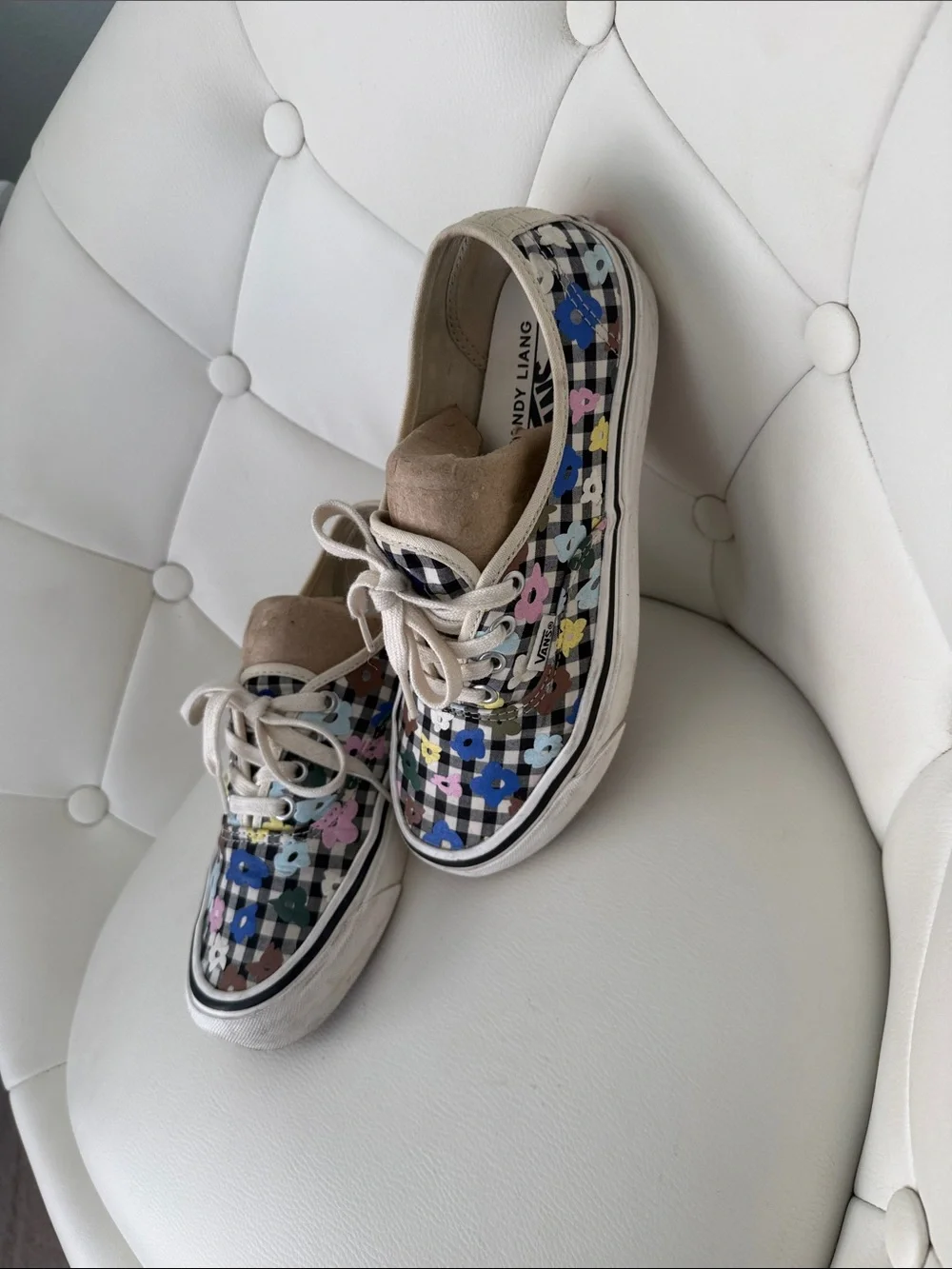 VANS X SANDY LIANG W7.5 Floral Check Plaid Sneakers - Multicolor - Picture 3 of 16